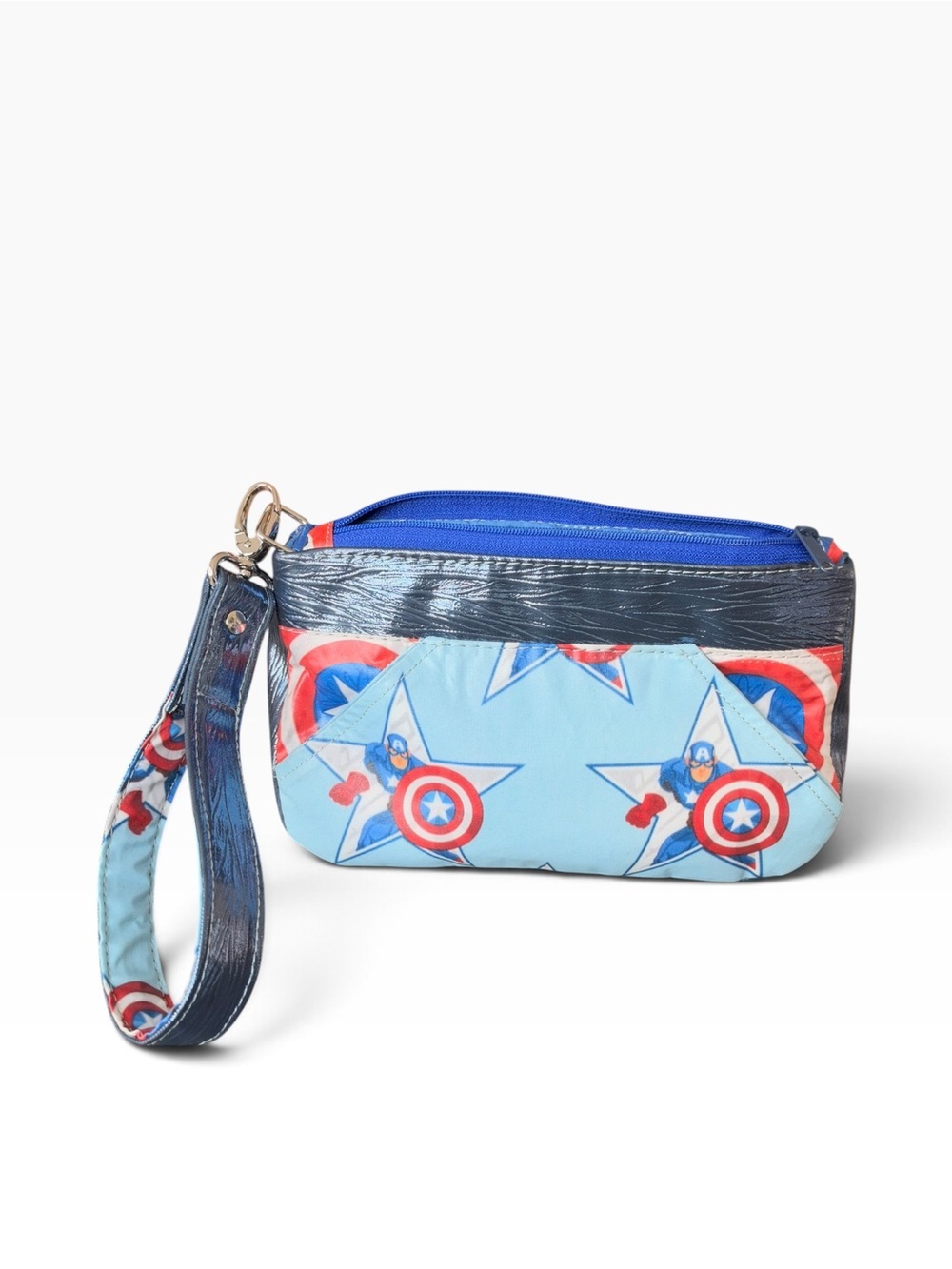 Marvel Captain America Wristlet Clutch Purse Blue Red Comic Bag